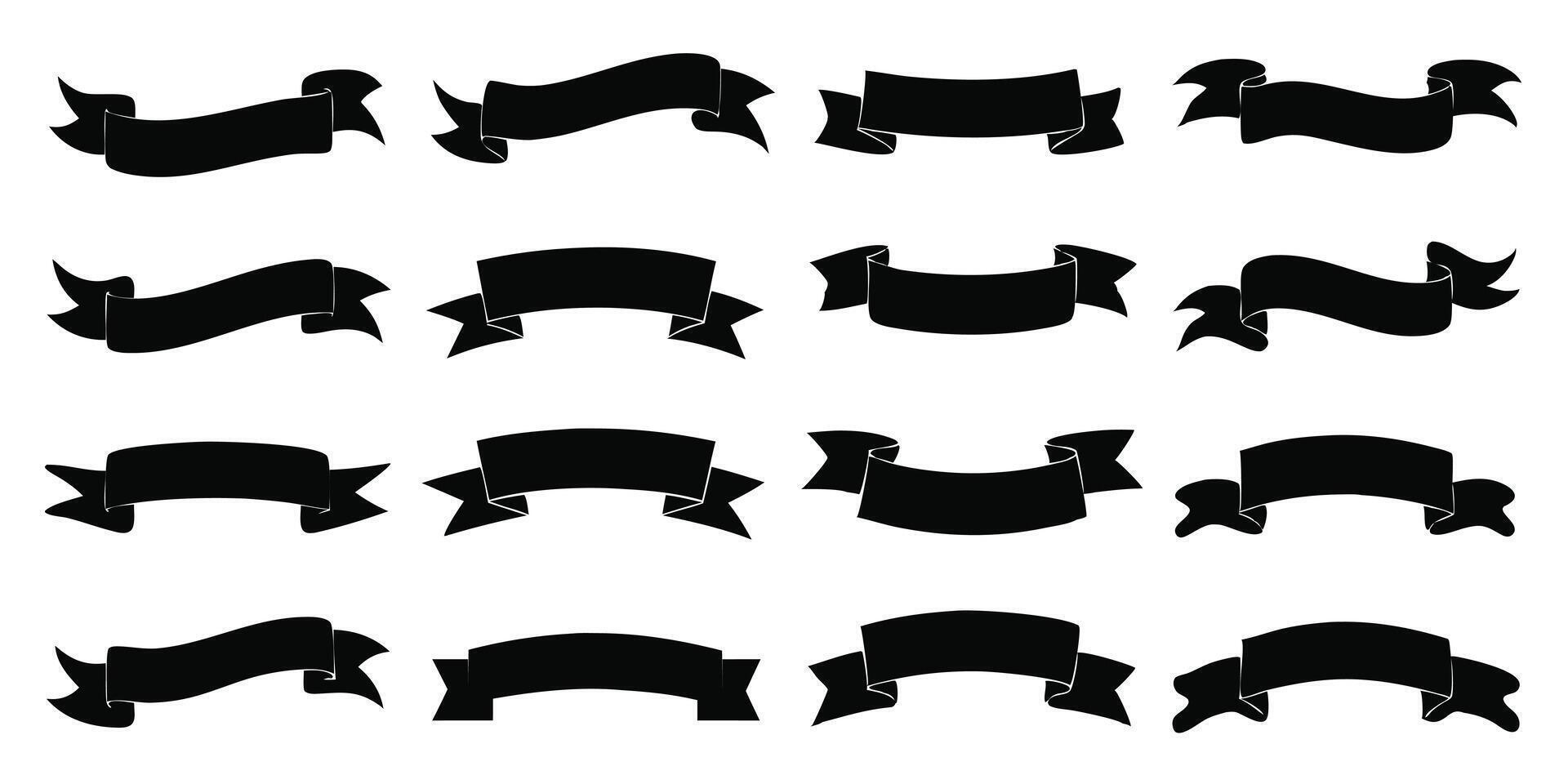 A set of black ribbons on a white background vector