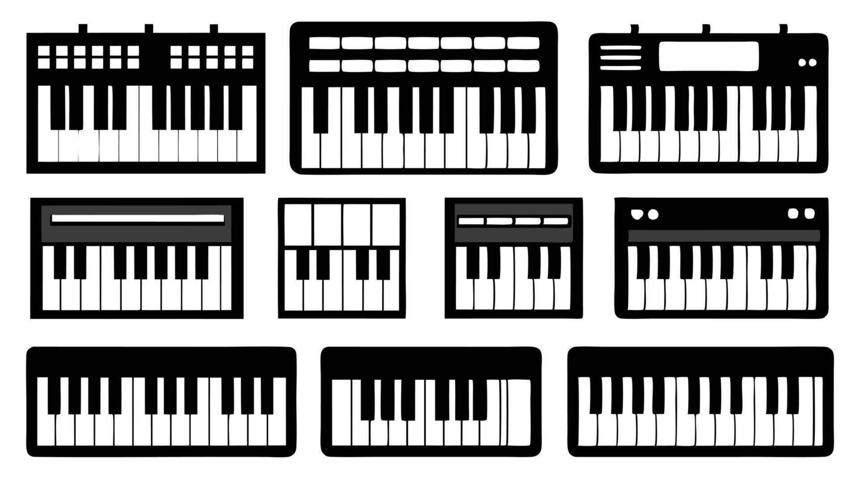 Piano keyboard icon set illustration vector