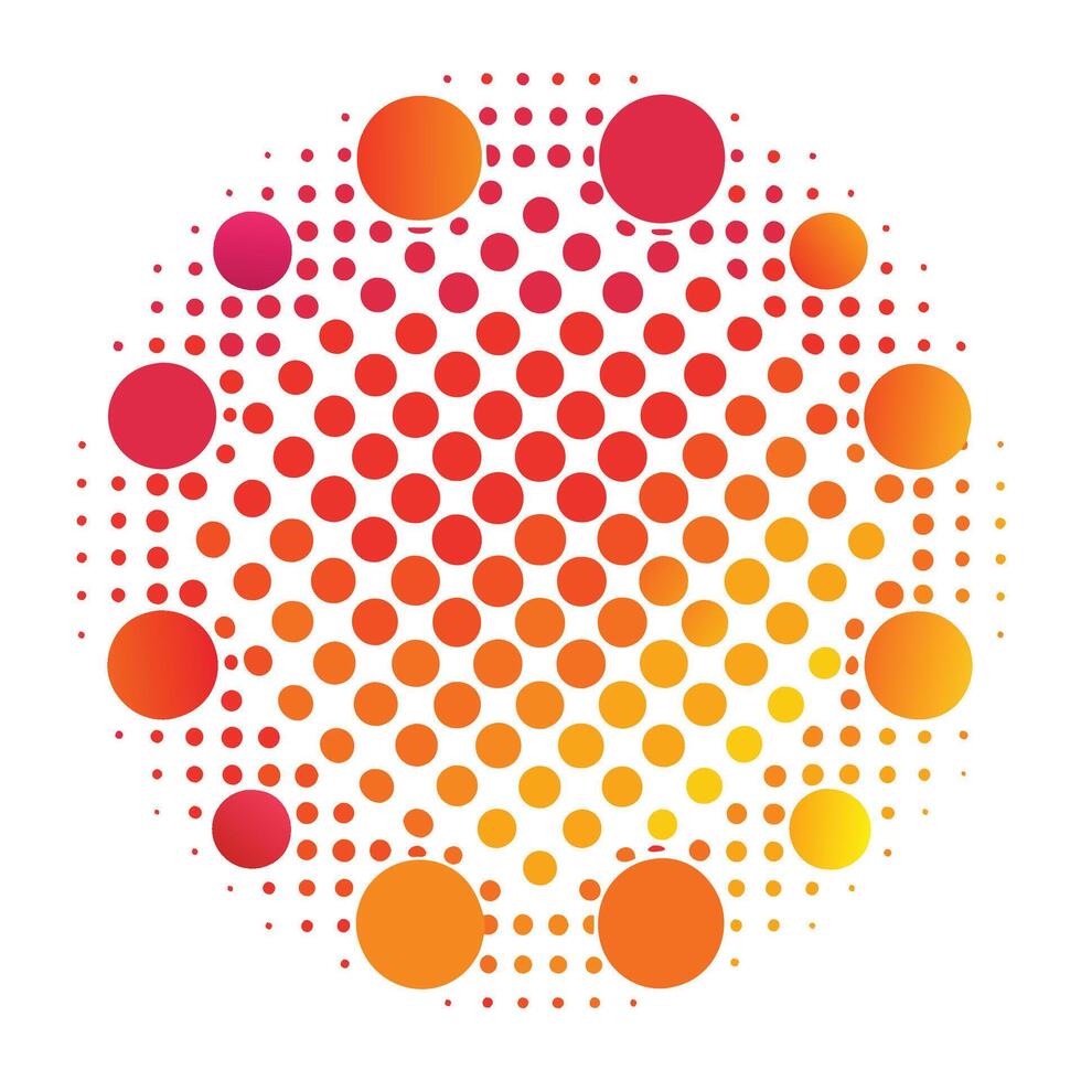 A circle with dots on it, with orange and yellow colors vector