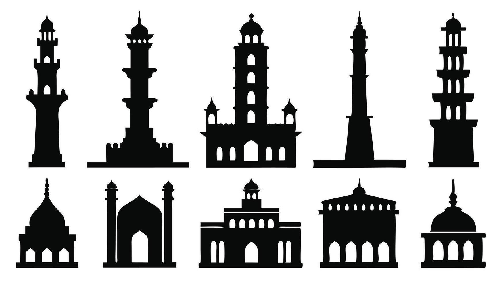 Islamic architecture silhouettes vector