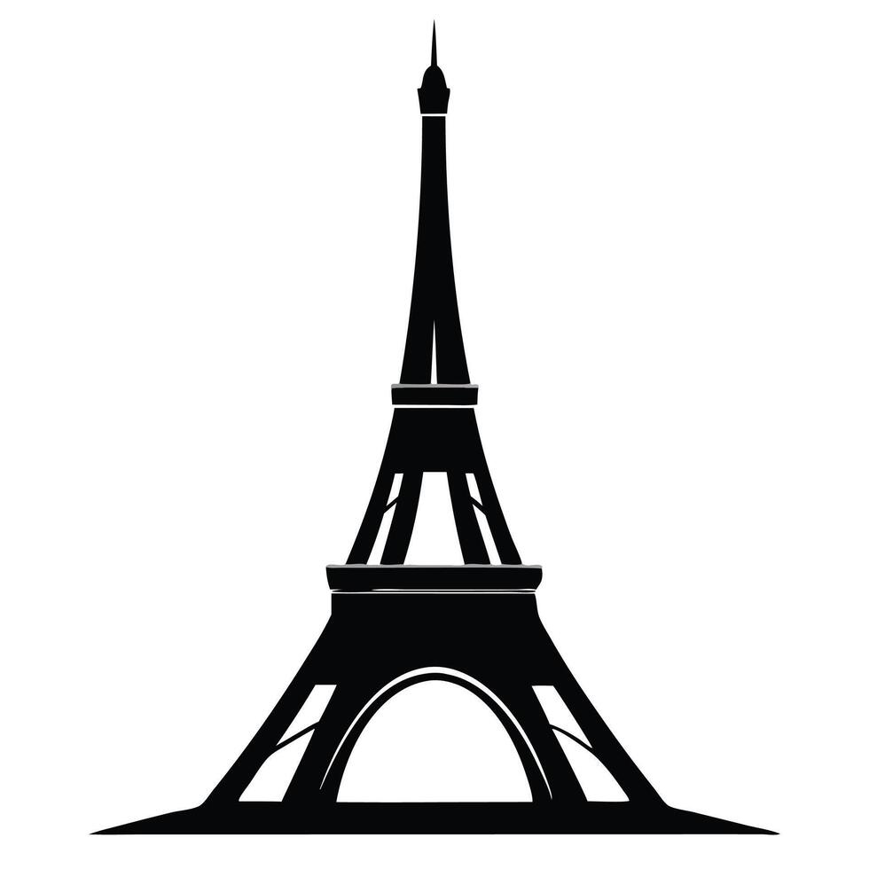 The eiffel tower is shown in black and white vector