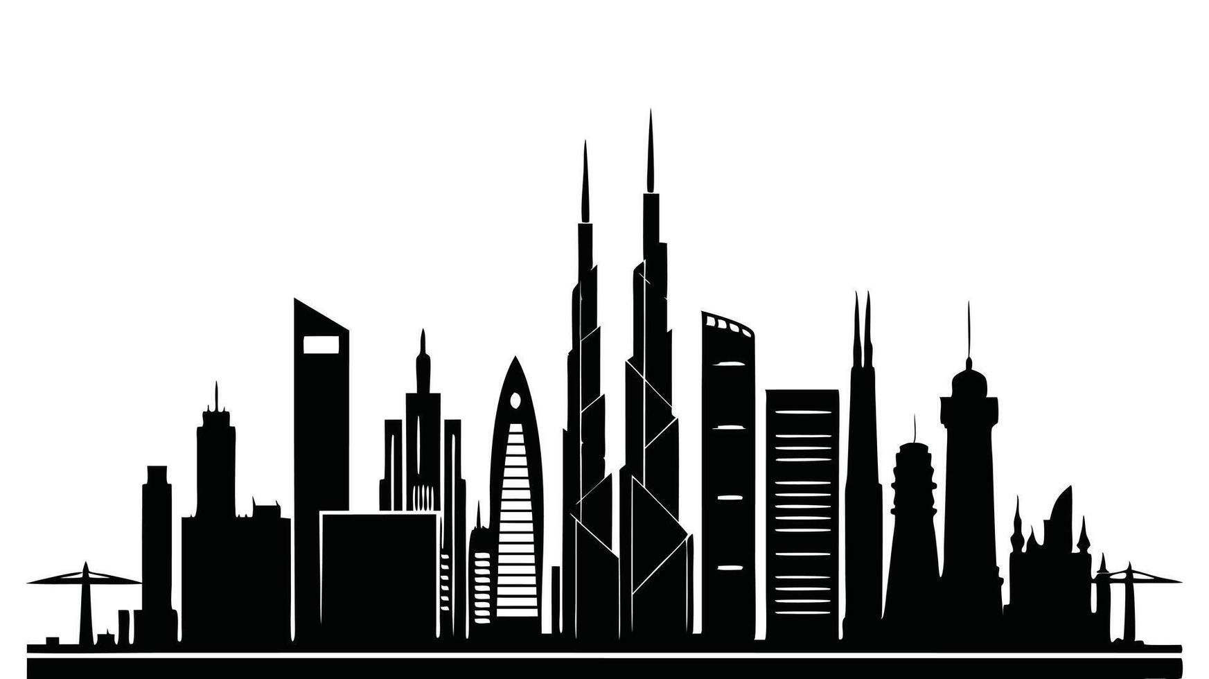 Dubai skyline silhouette vector