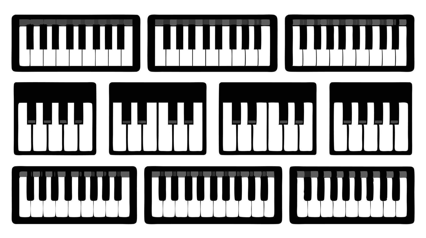 Piano keyboard icons set isolated on white background vector