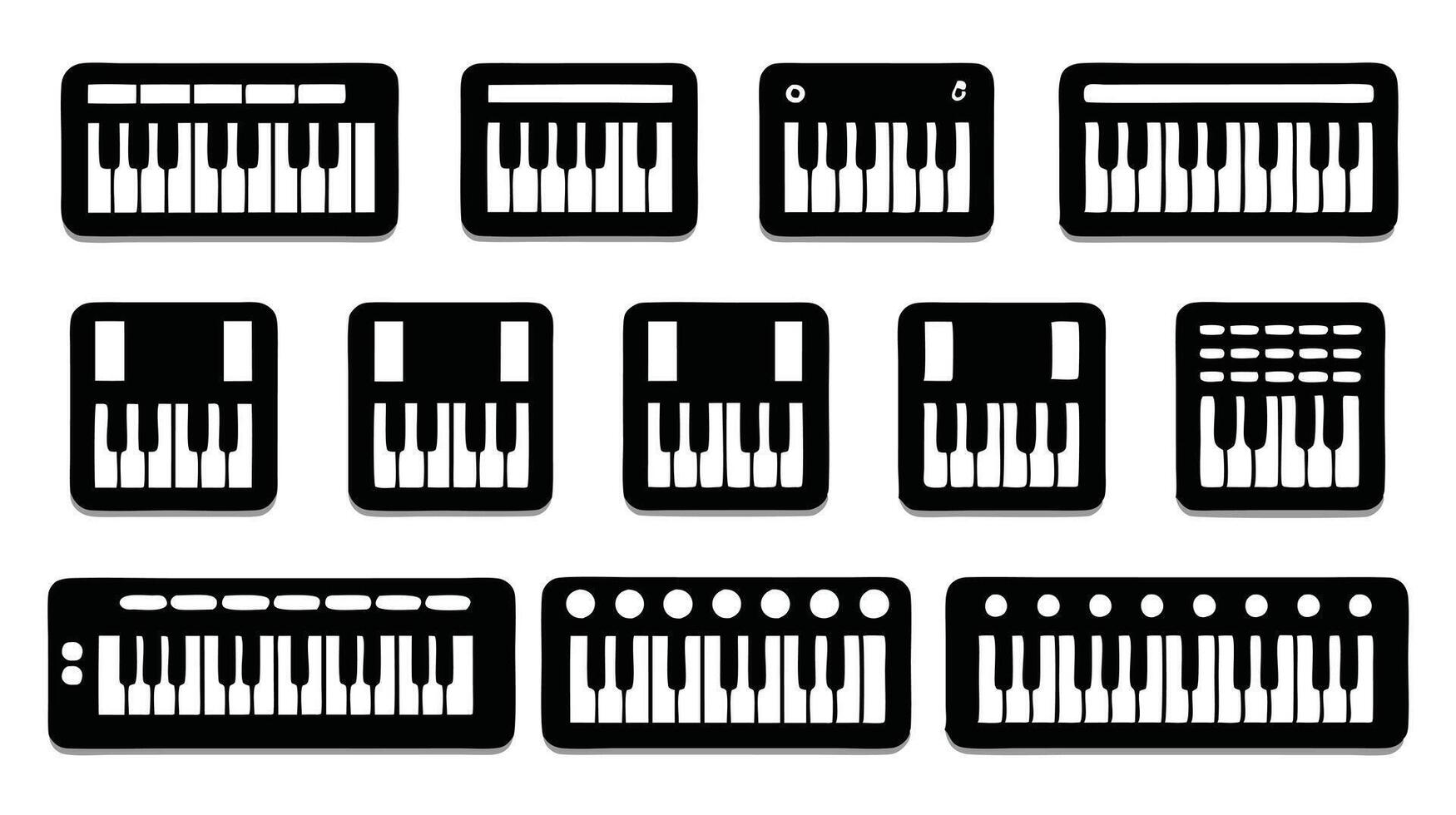 A set of black and white electronic keyboards vector