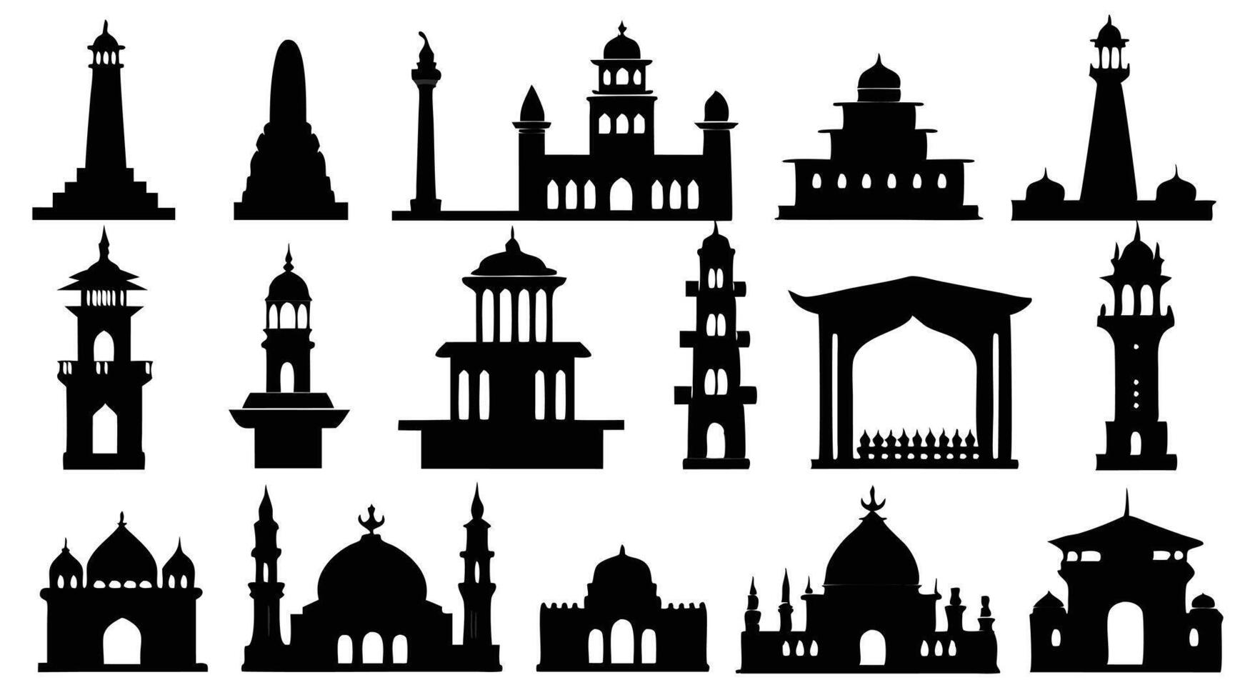 Silhouettes of mosques and towers vector