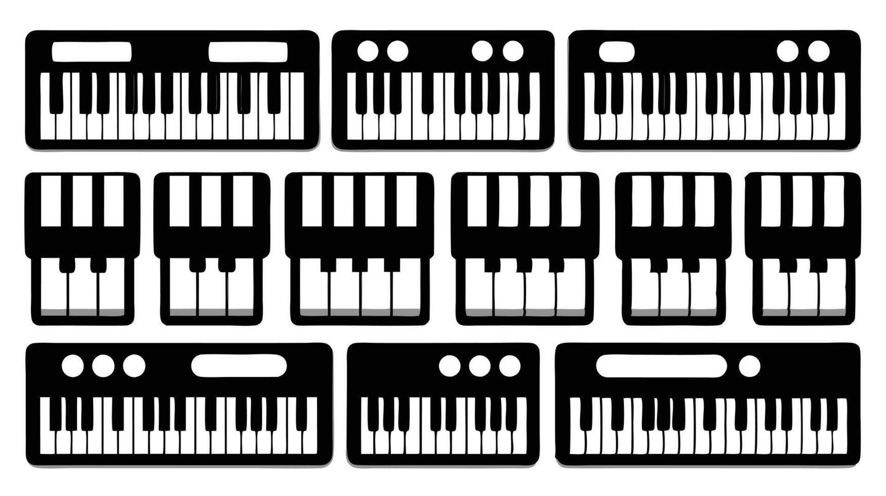 Piano keyboard icon set vector