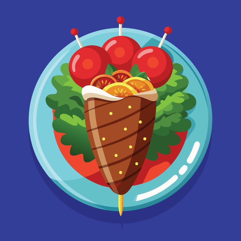 A cartoon illustration of a hot dog on a stick vector