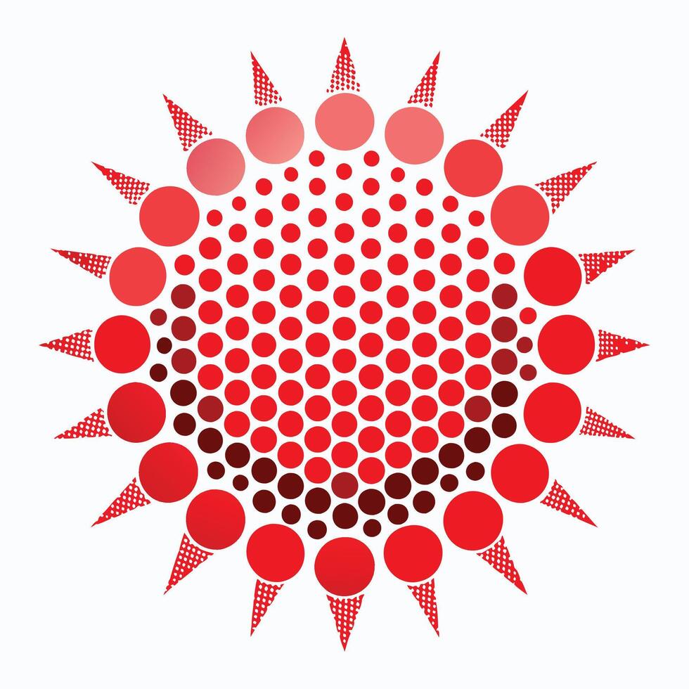 A red sun with dots on it vector