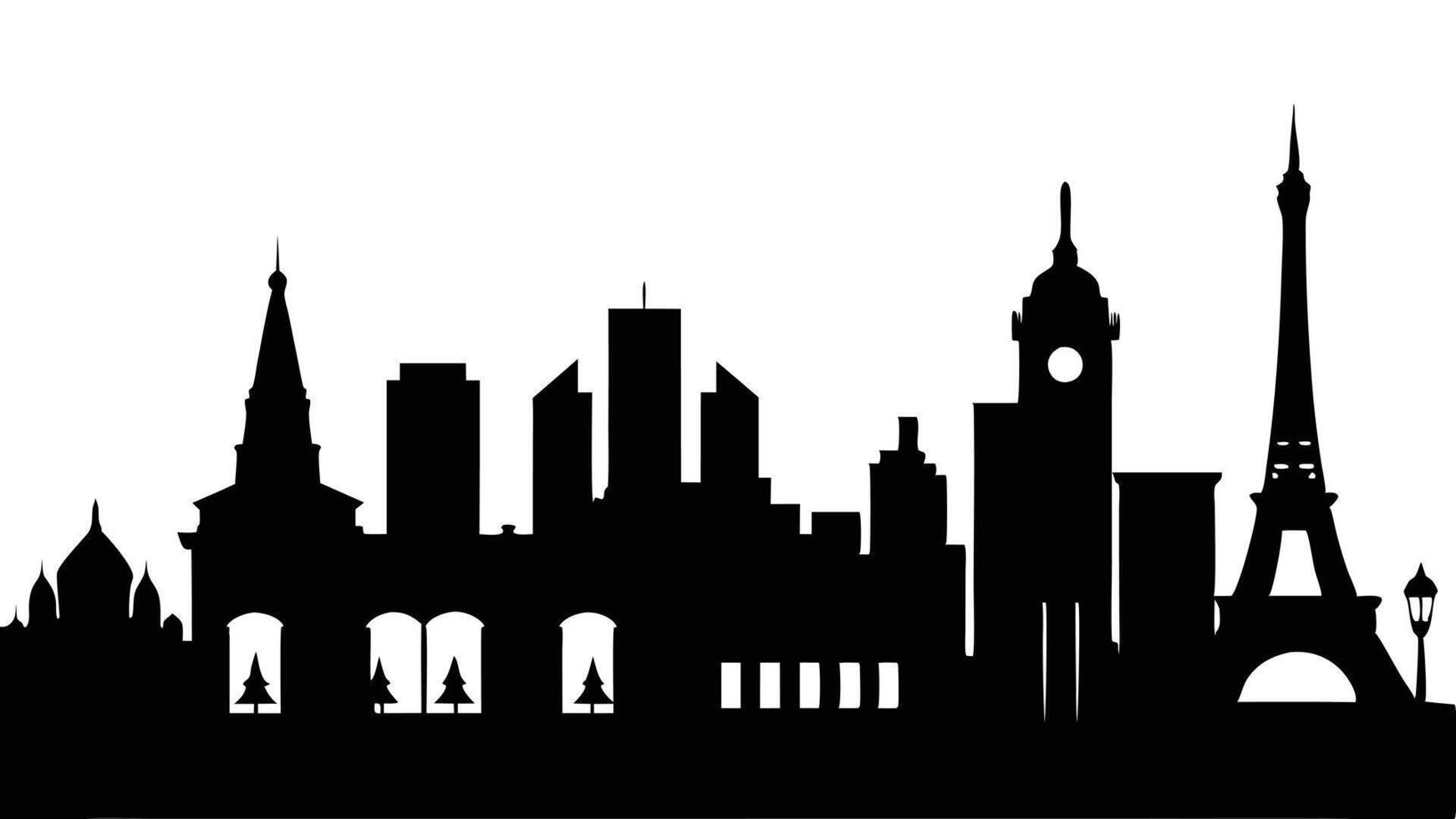 The city skyline in black and white vector