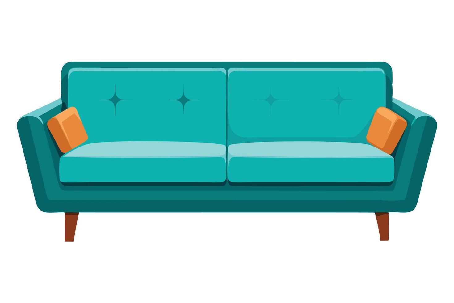 Retro sofa with orange cushions illustration vector