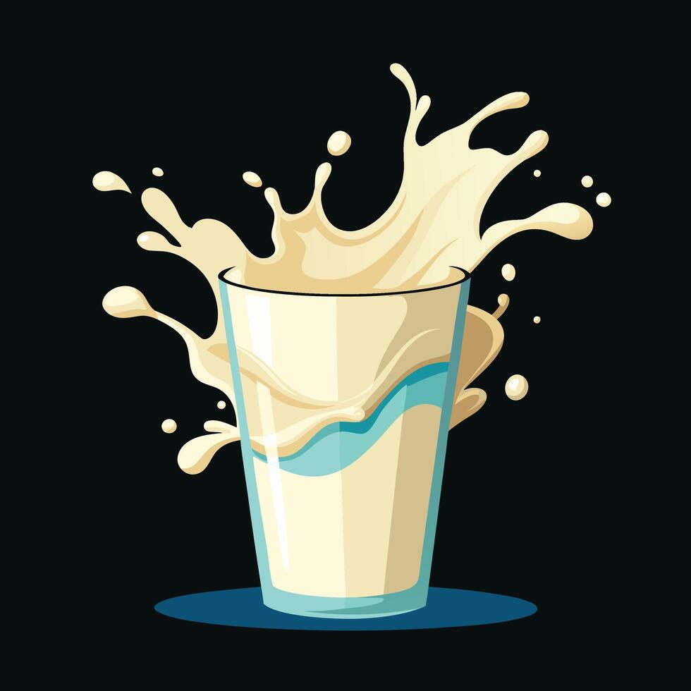 Milk splash in a glass illustration vector