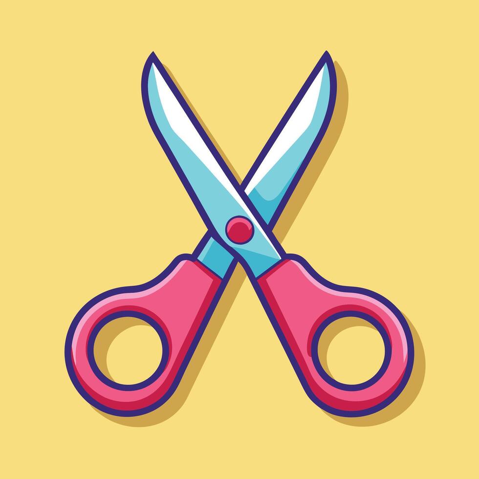A pair of scissors on a yellow background vector