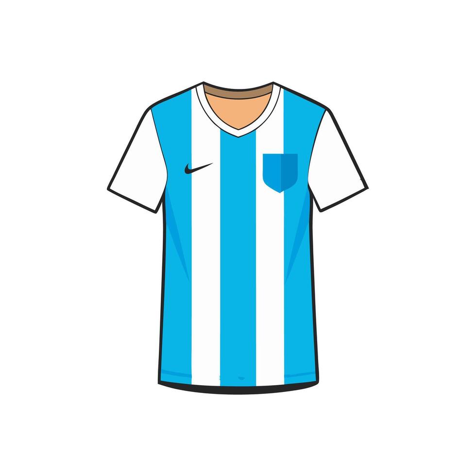 A soccer jersey with blue and white stripes vector