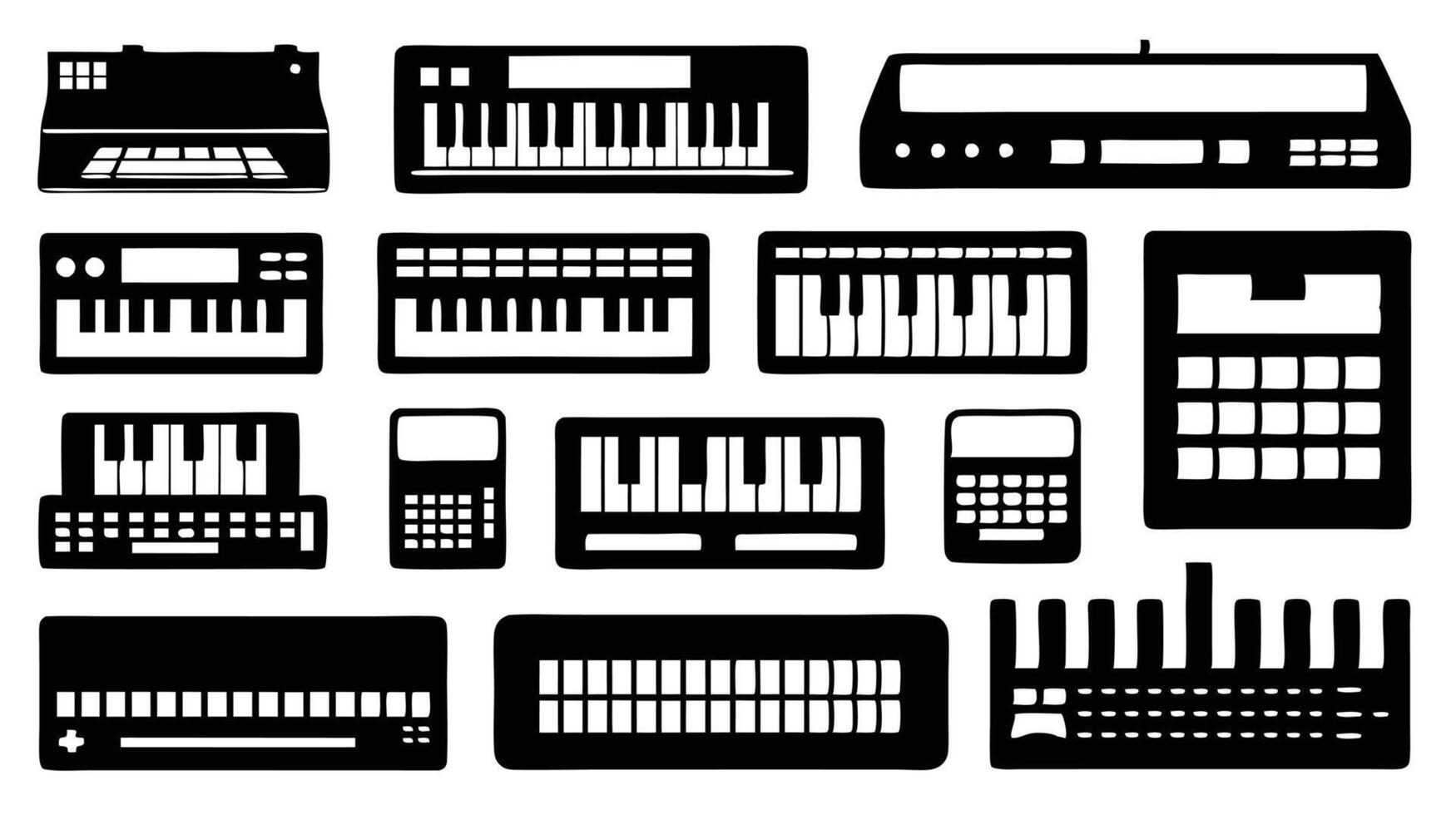 A set of electronic musical instruments and electronic devices vector