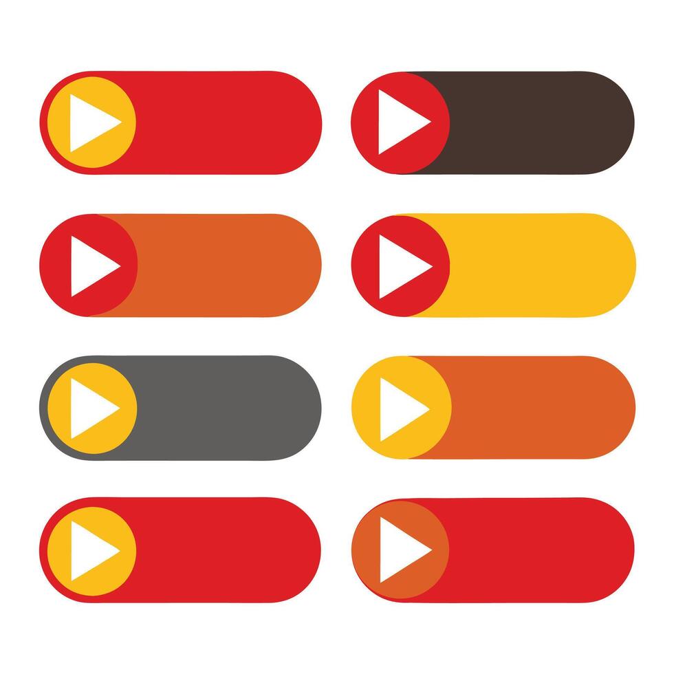Play button flat icon set illustration vector