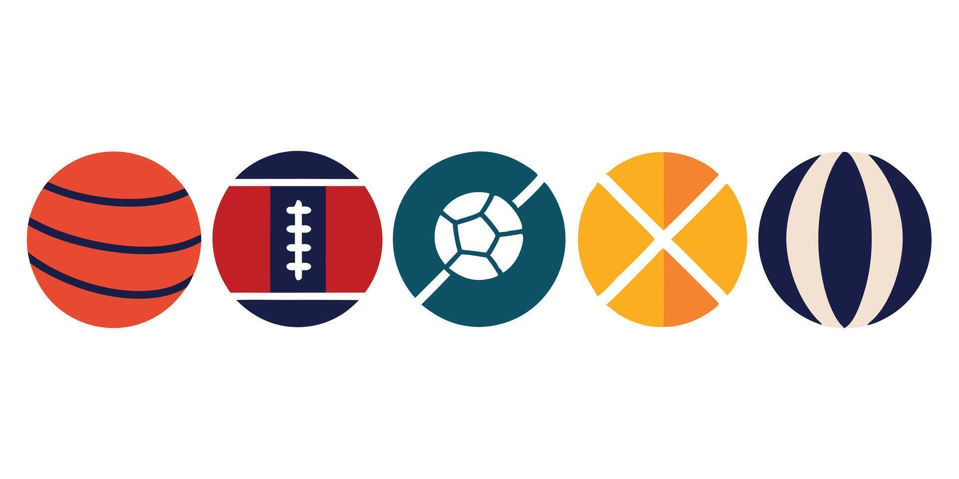 A set of different colored balls with different sports vector