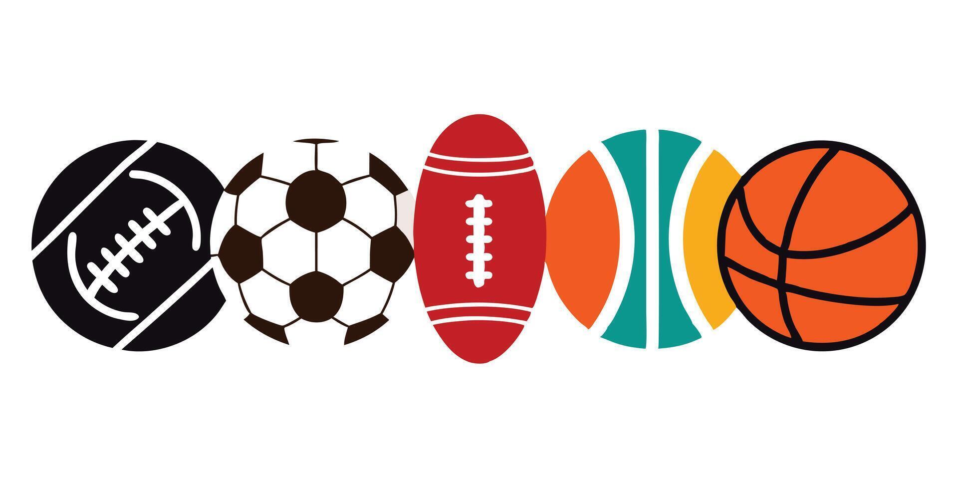 Various sports balls and balls are shown in this image vector