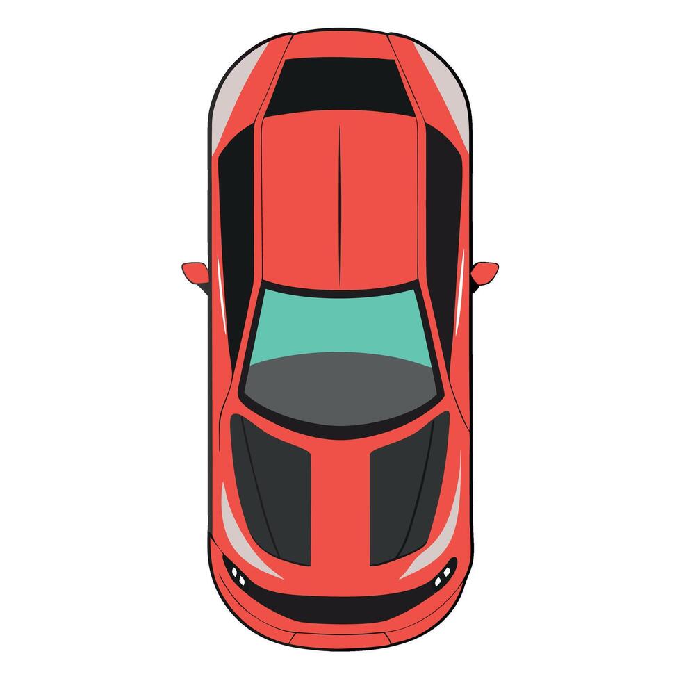 Top view of a red sports car illustration vector