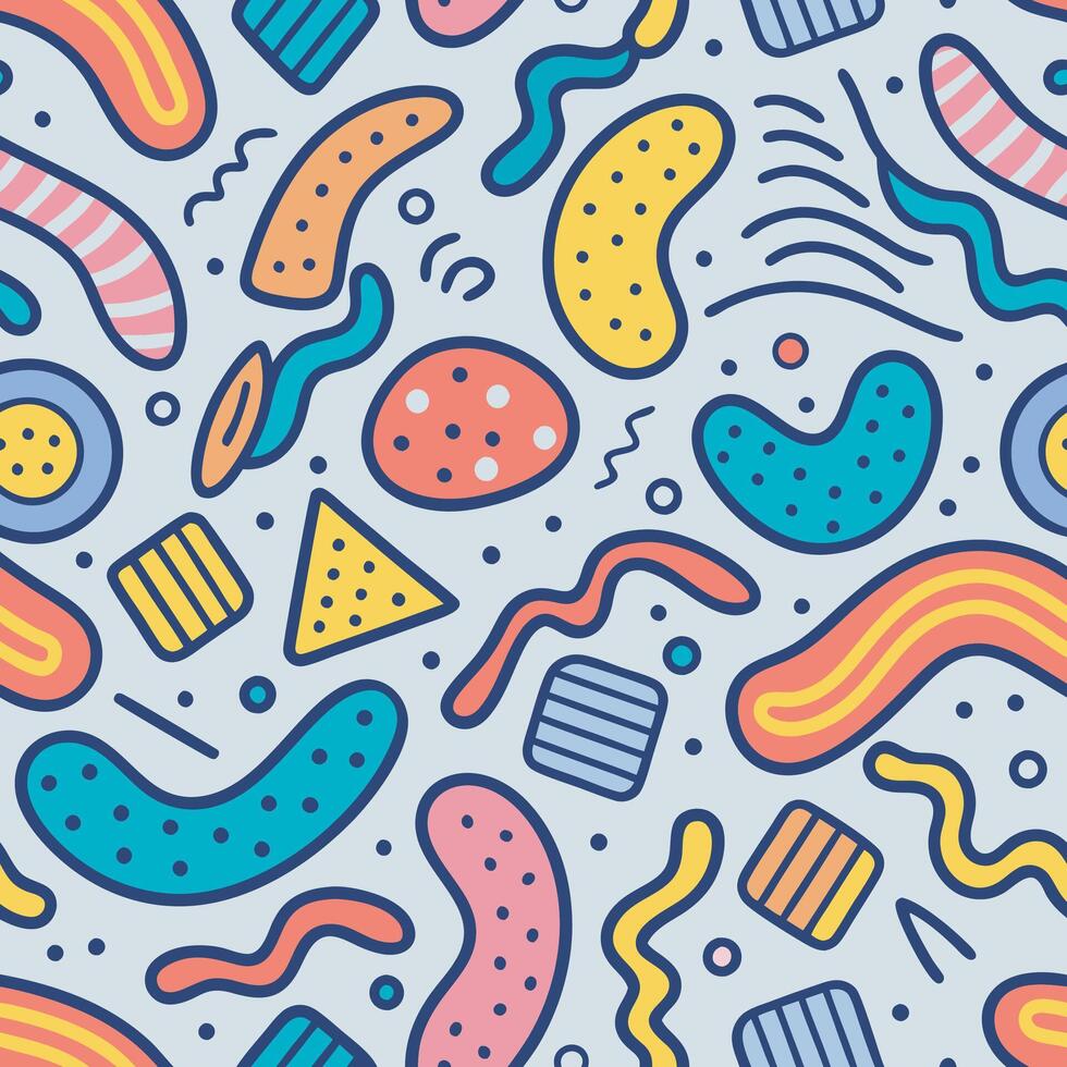 Seamless pattern with colorful shapes and lines vector