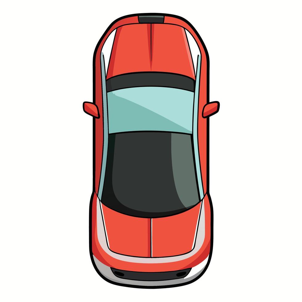 Top view of a red car on a white background vector