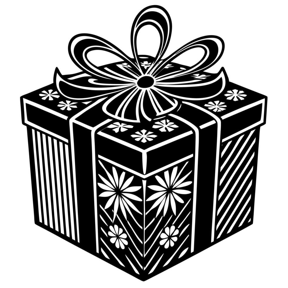 Black and white gift box with bow vector