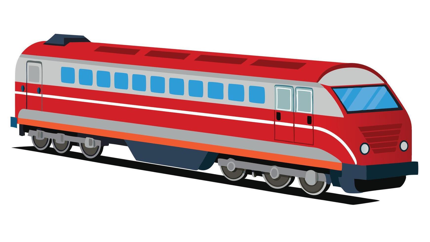 A red and gray train on a white background vector