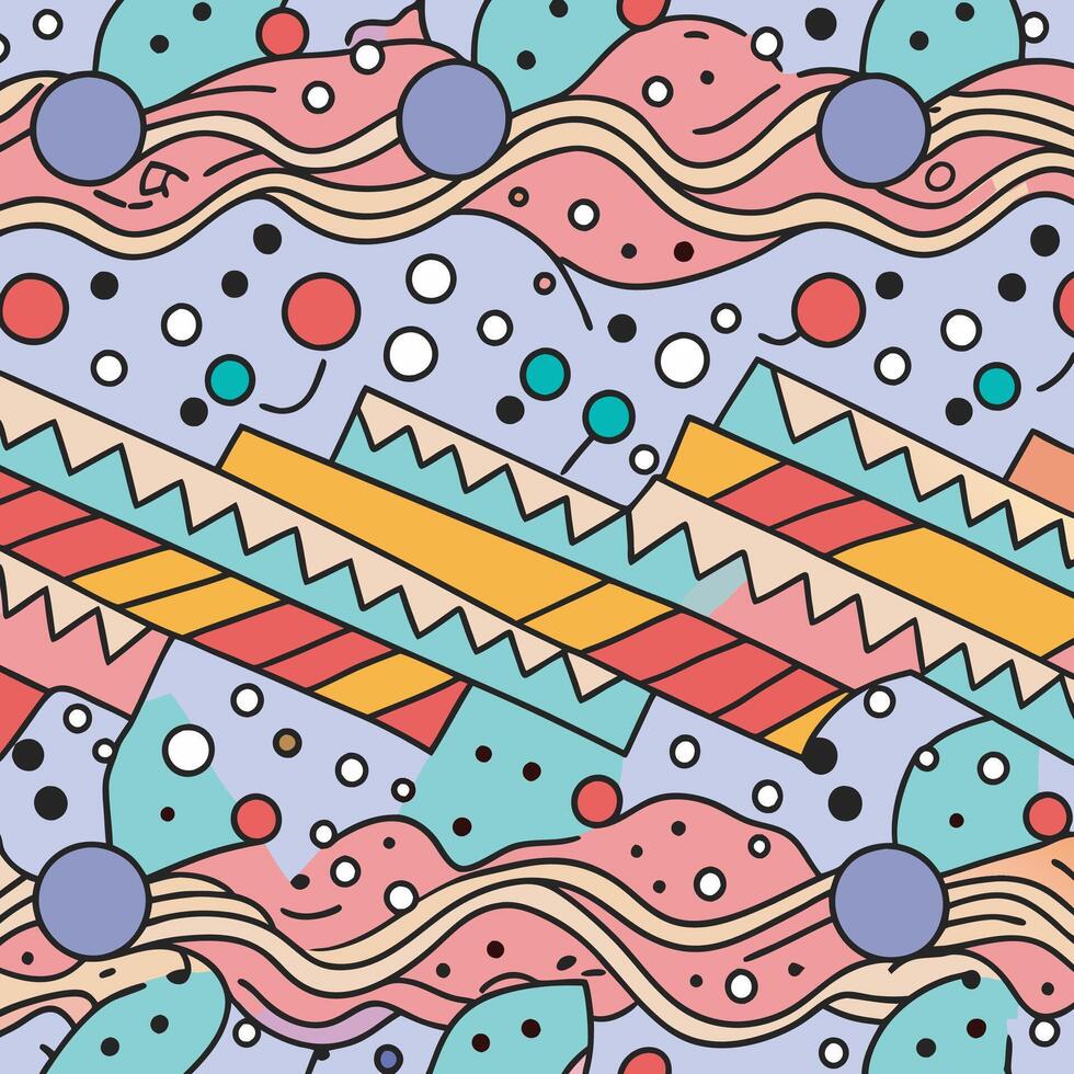 Seamless pattern with colorful geometric shapes and lines vector