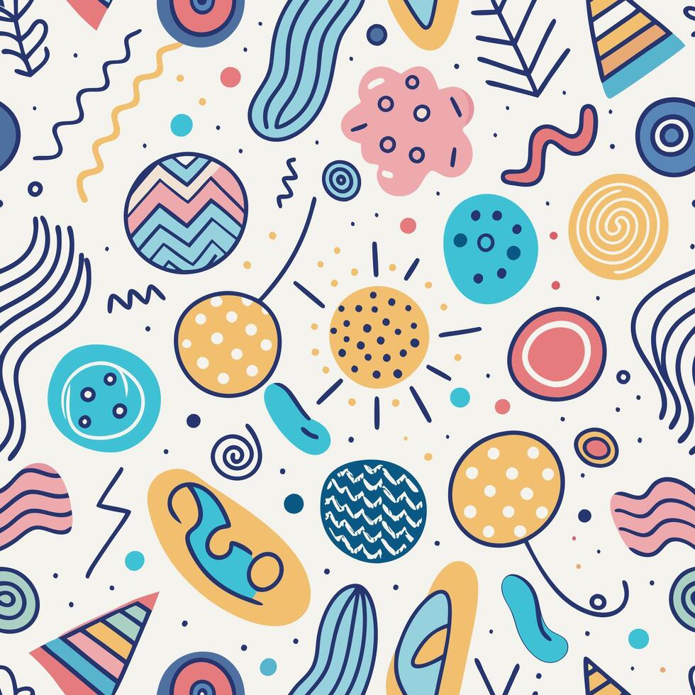 Seamless pattern with colorful objects and shapes vector