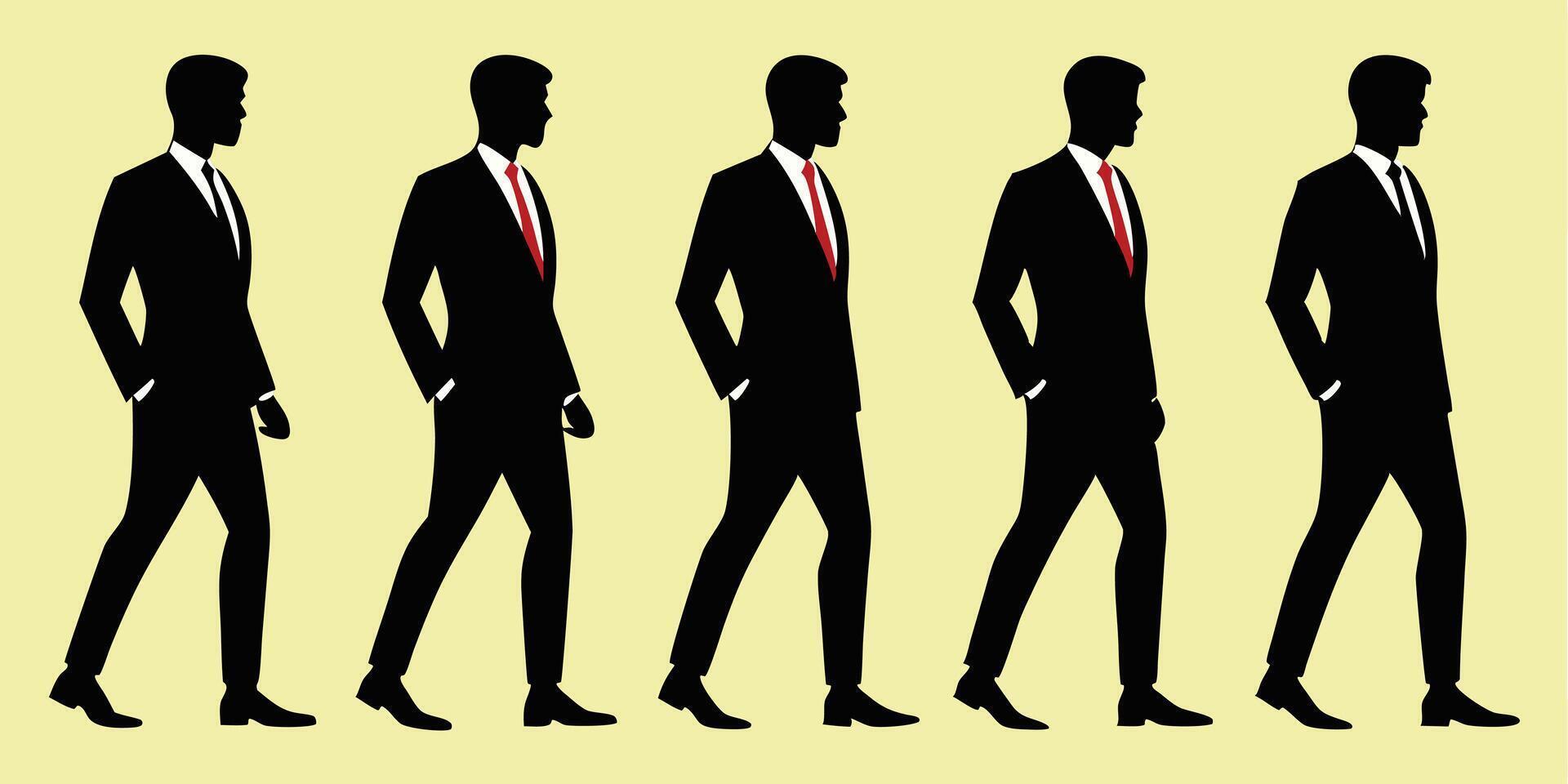 A group of men in suits walking in a line vector