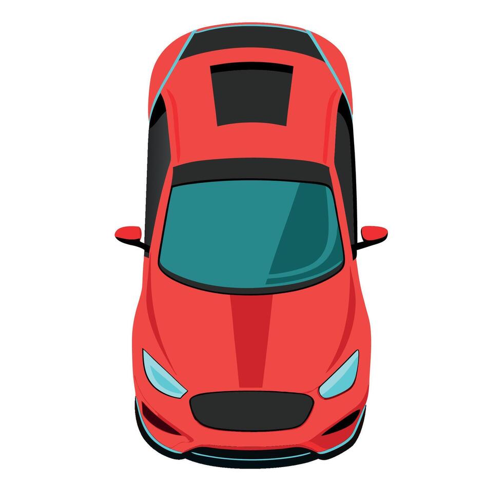 Top view of a red car on a white background vector
