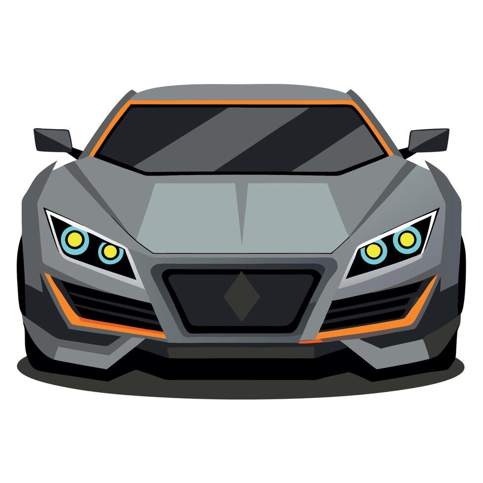 A cartoon car with orange and gray lights vector