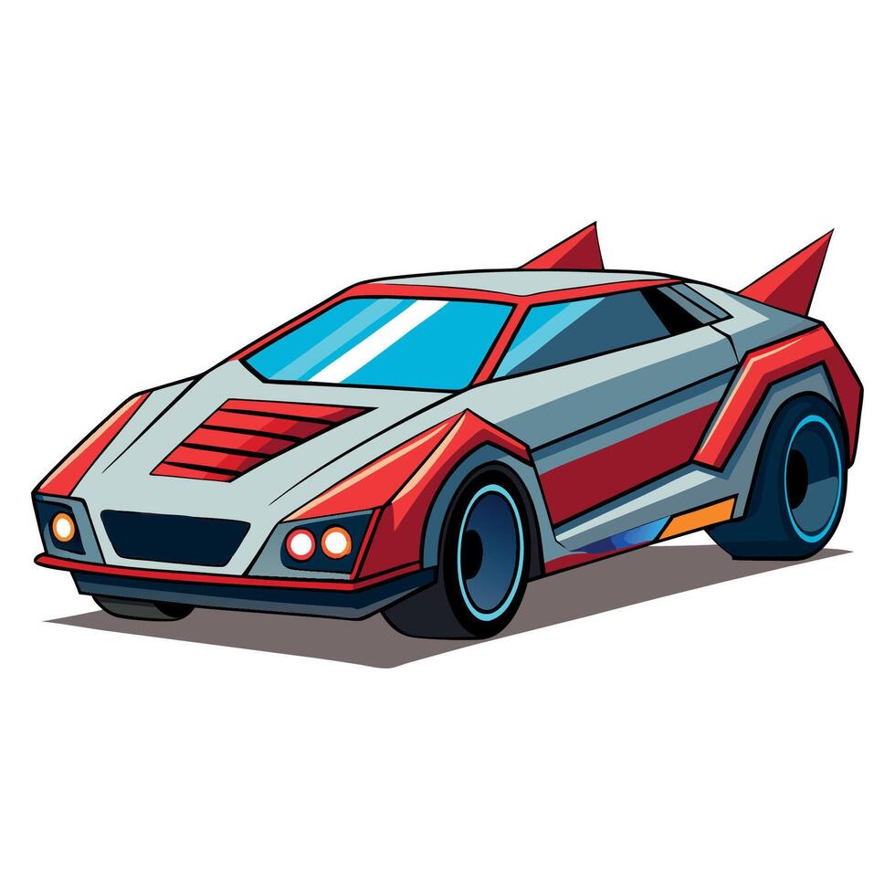 A cartoon car with a red and white paint job vector