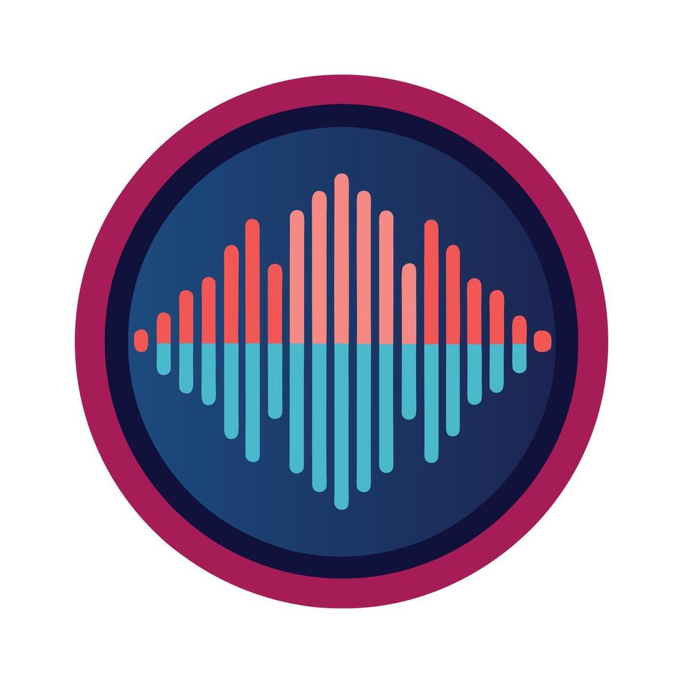 A sound wave icon with a circle around it vector