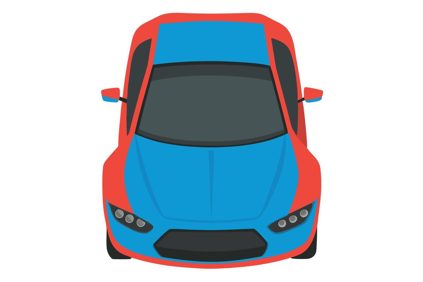 Top view of a blue car on a white background vector