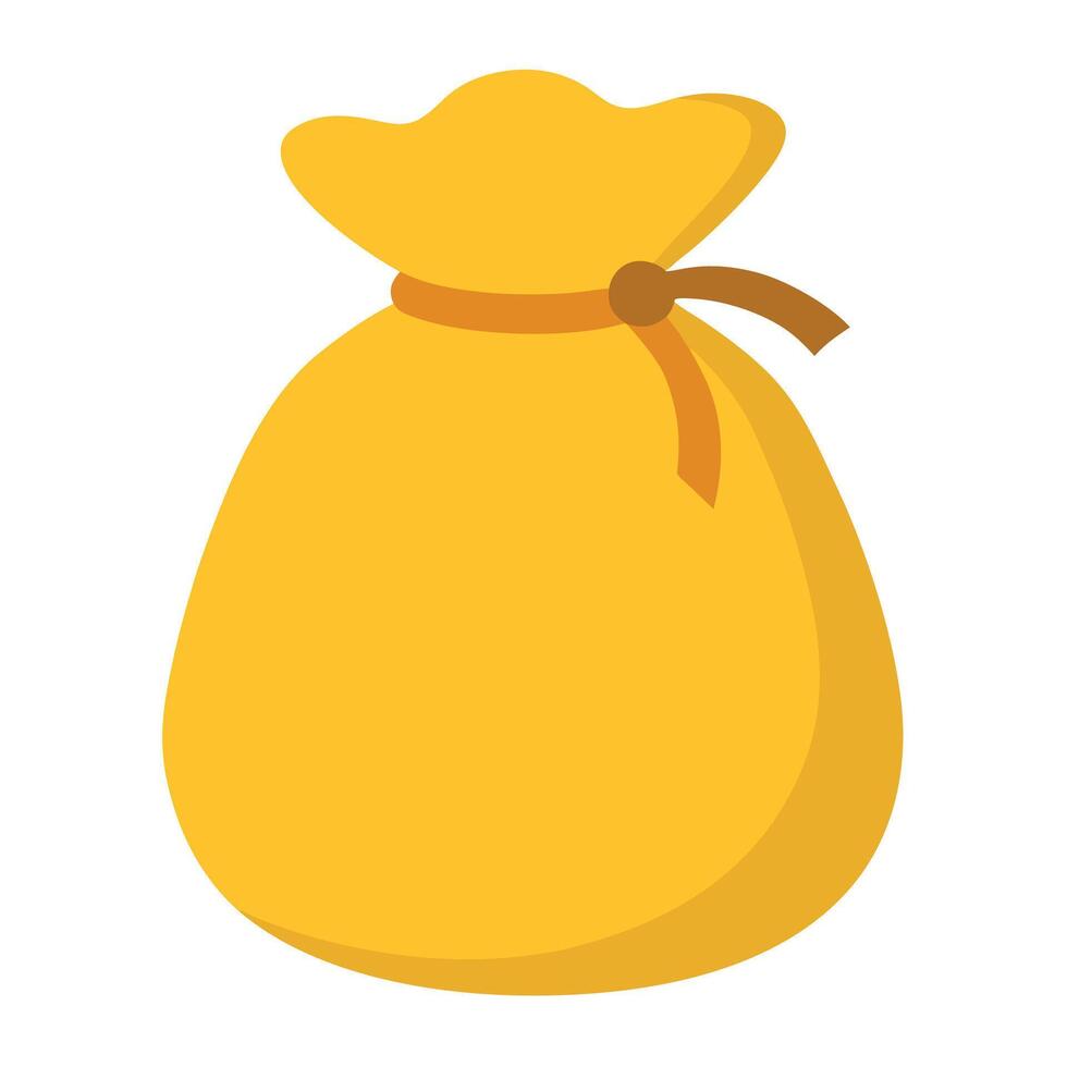 A yellow bag with a brown ribbon on it vector