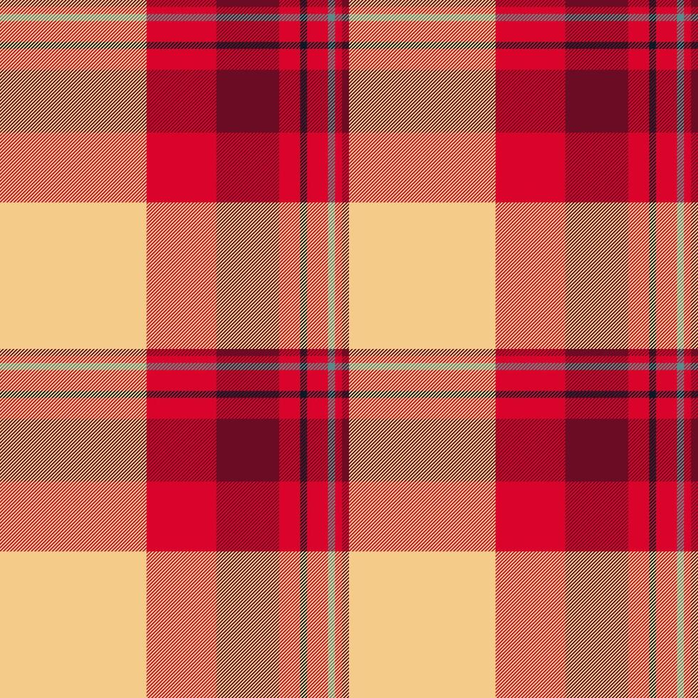 Man pattern plaid , us texture fabric check. Swatch seamless textile tartan background in red and amber colors. vector
