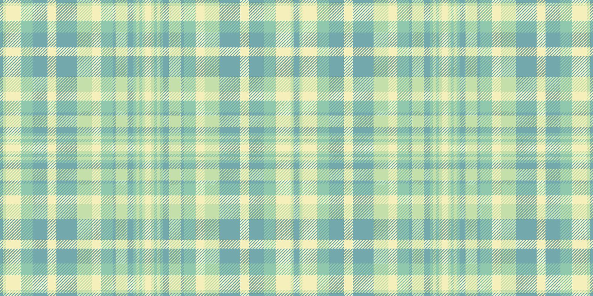 Antique plaid pattern fabric, drawing check background. Holiday textile tartan texture seamless in light and cyan colors. vector