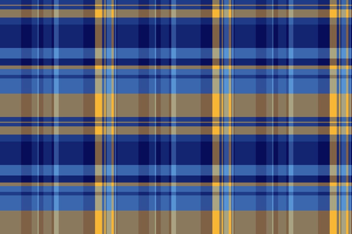 Direct pattern plaid tartan, christmas card check background fabric. Native textile texture seamless in blue and amber colors. vector