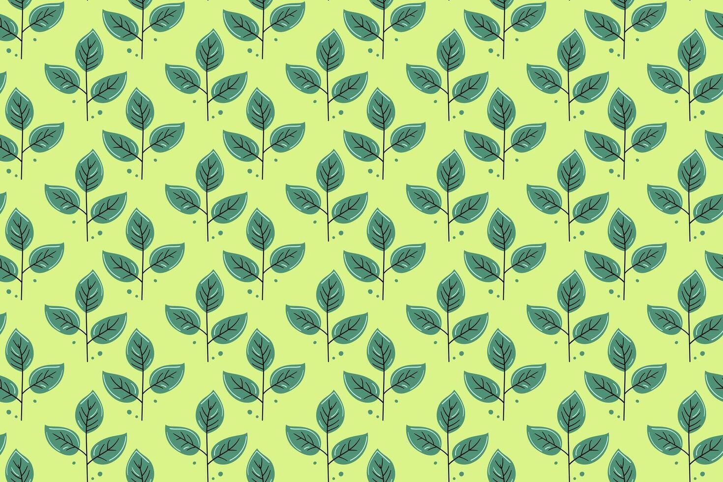 Hand drawn floral pattern design. Simple ornament with plant and leaf. vector