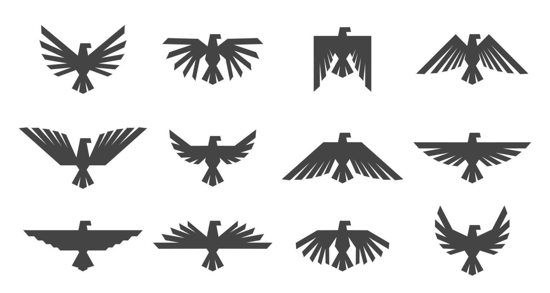 Eagles graphic element, template for logo or icons. Heraldic symbol with eagle or hawk. vector
