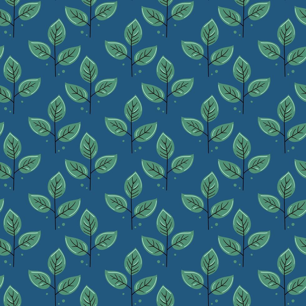 Hand drawn floral pattern design. Simple ornament with plant and leaf. vector