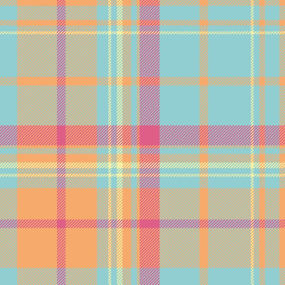 Hobby plaid pattern tartan, africa background seamless fabric. Italian texture check textile in cyan and orange colors. vector