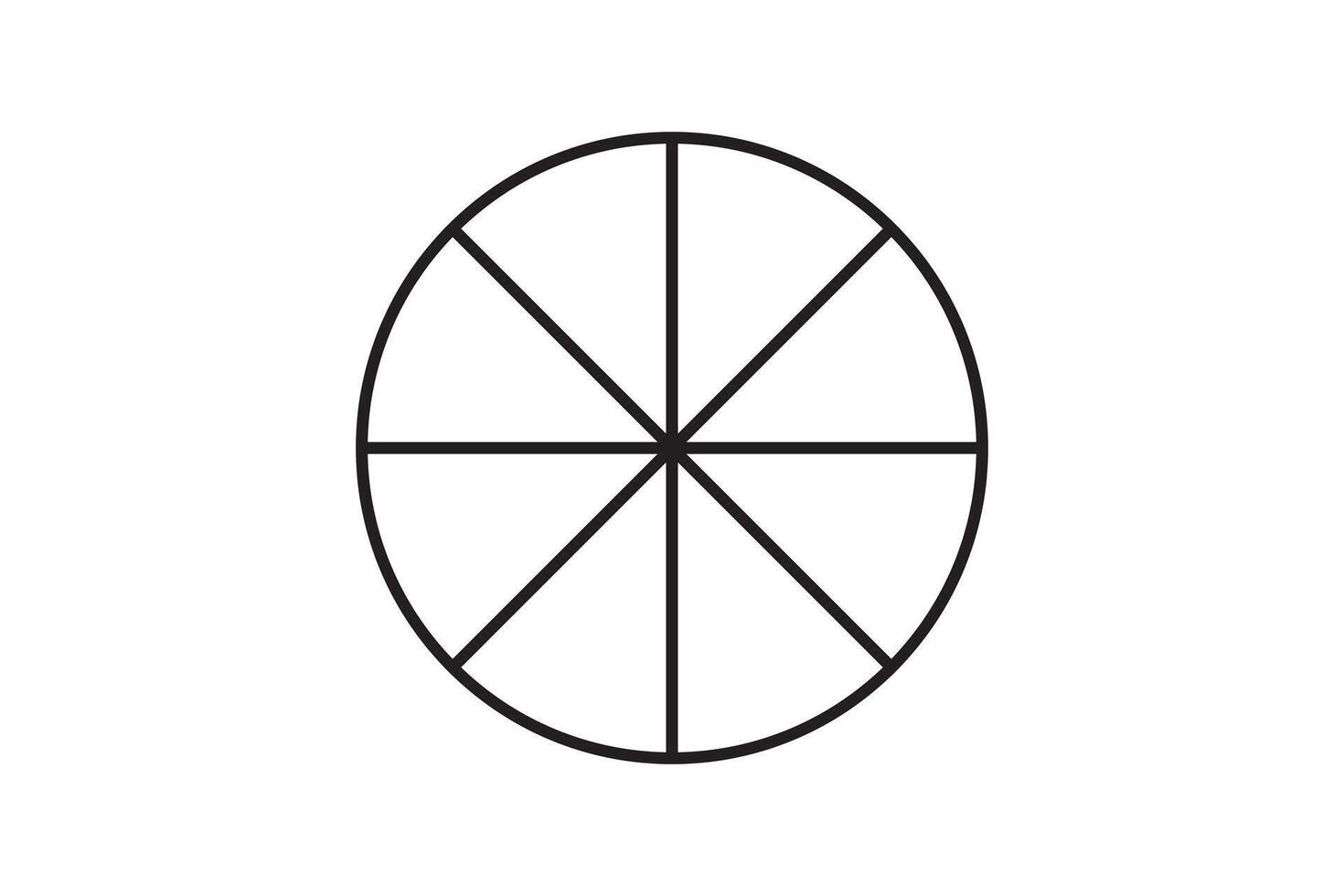 Round graphic fraction circle shape element. Geometric diagram division section icon. vector
