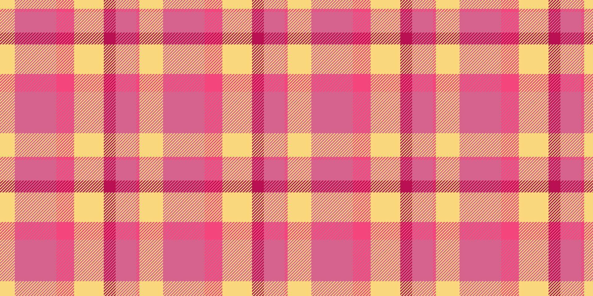 Tiny plaid seamless textile, picnic blanket background fabric. Royalty check texture pattern tartan in pink and amber colors. vector