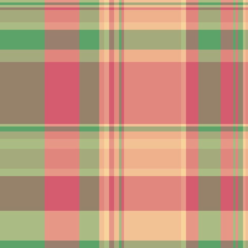 Trendy fabric seamless texture, hunter pattern textile tartan. Everyday background plaid check in red and pastel colors. vector