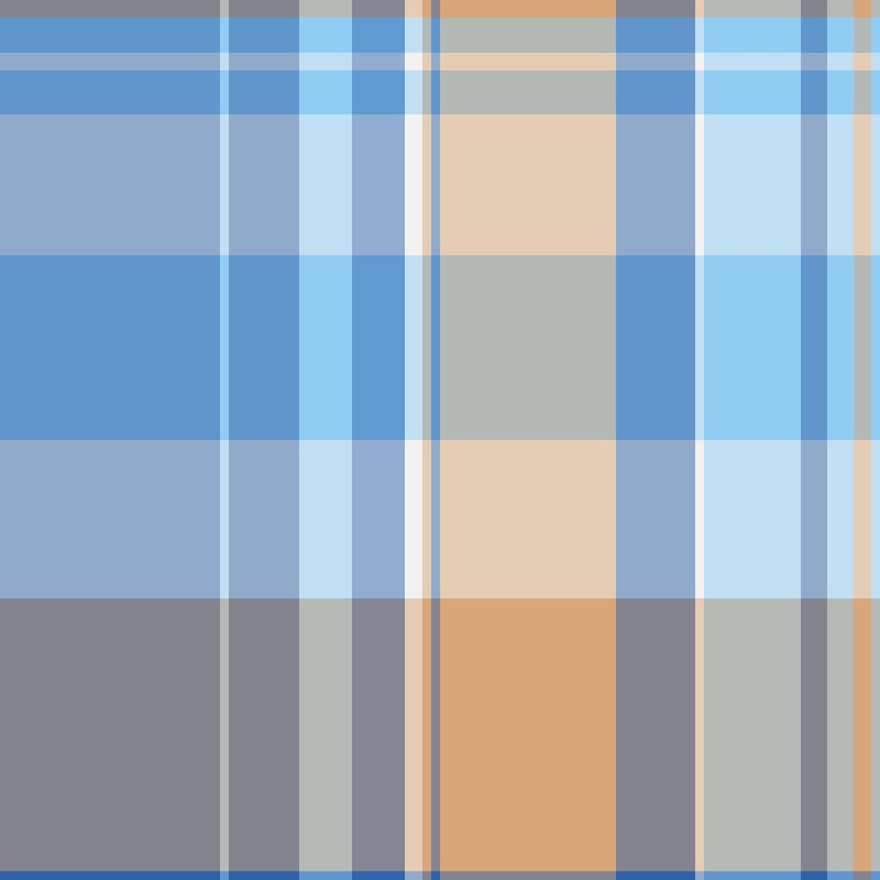 Various seamless texture plaid, apparel background fabric. Summertime tartan check textile pattern in pastel and cyan colors. vector