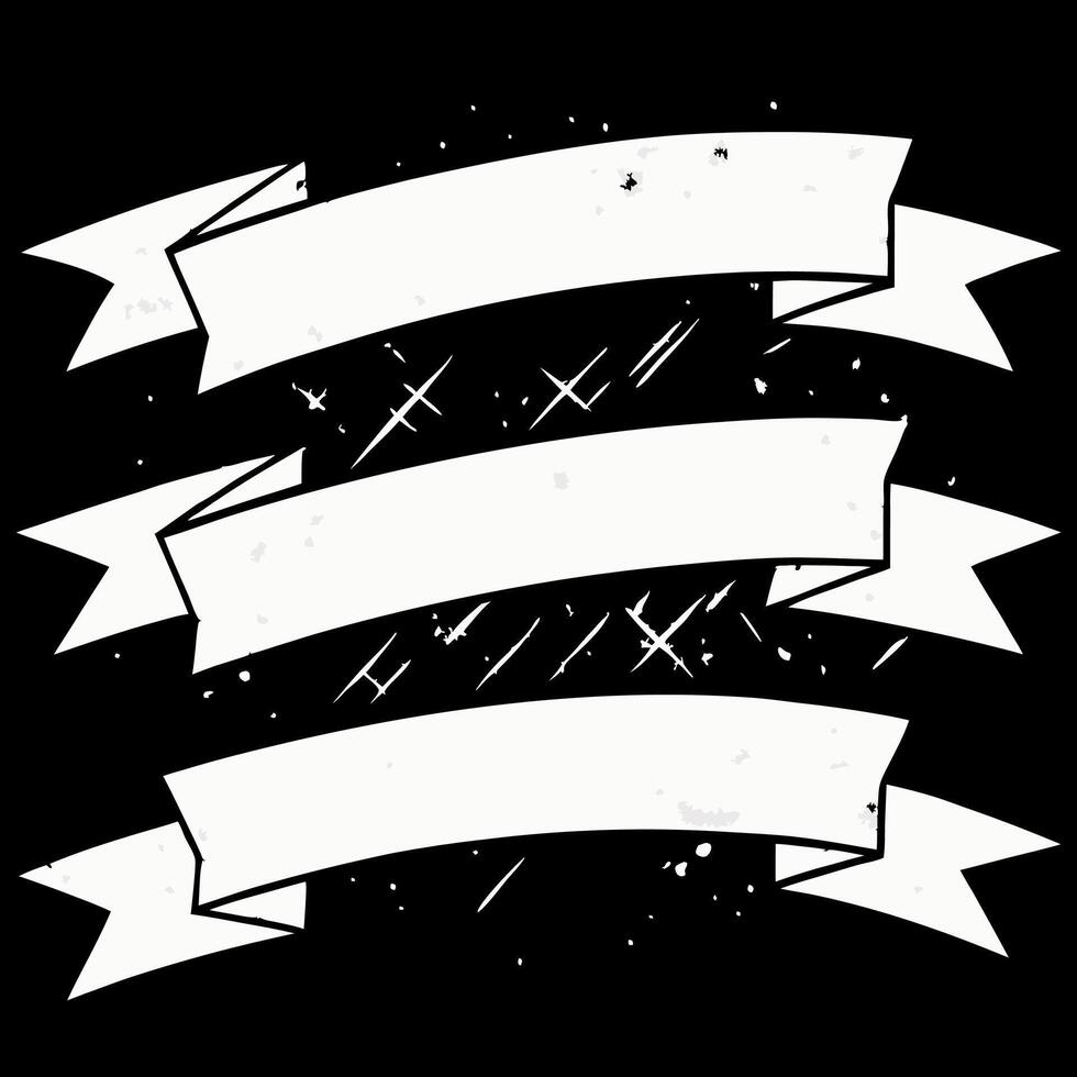 A black and white drawing of three ribbons vector