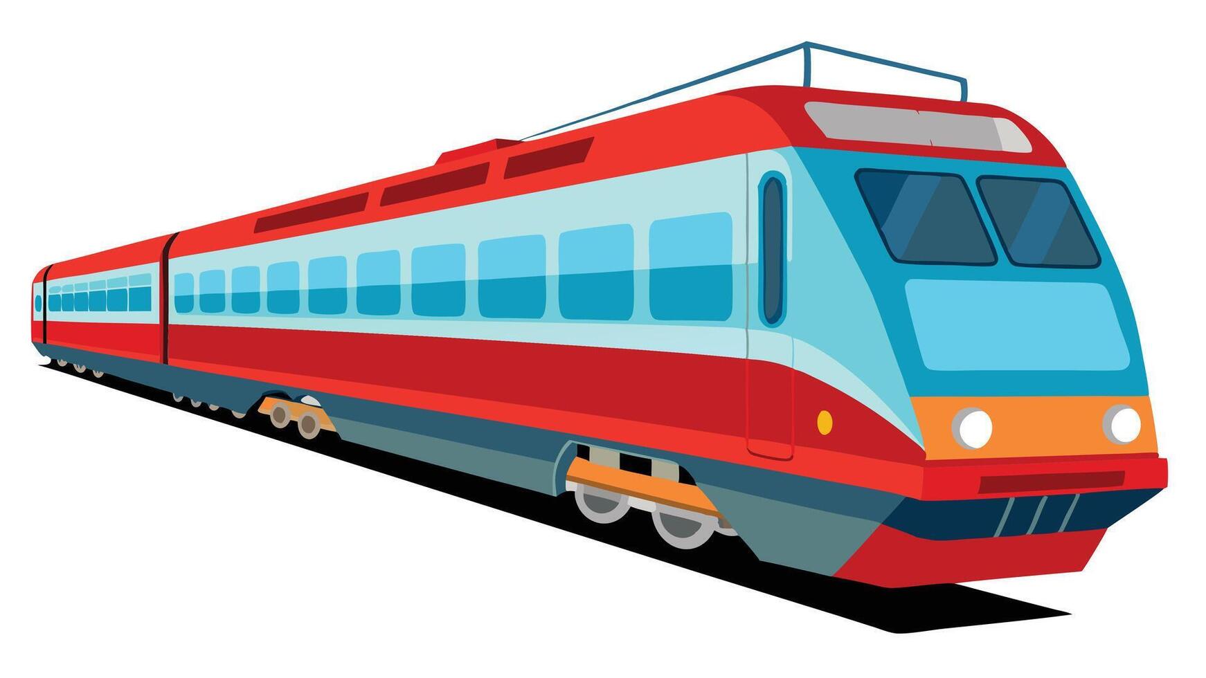 A red and blue train on a white background vector