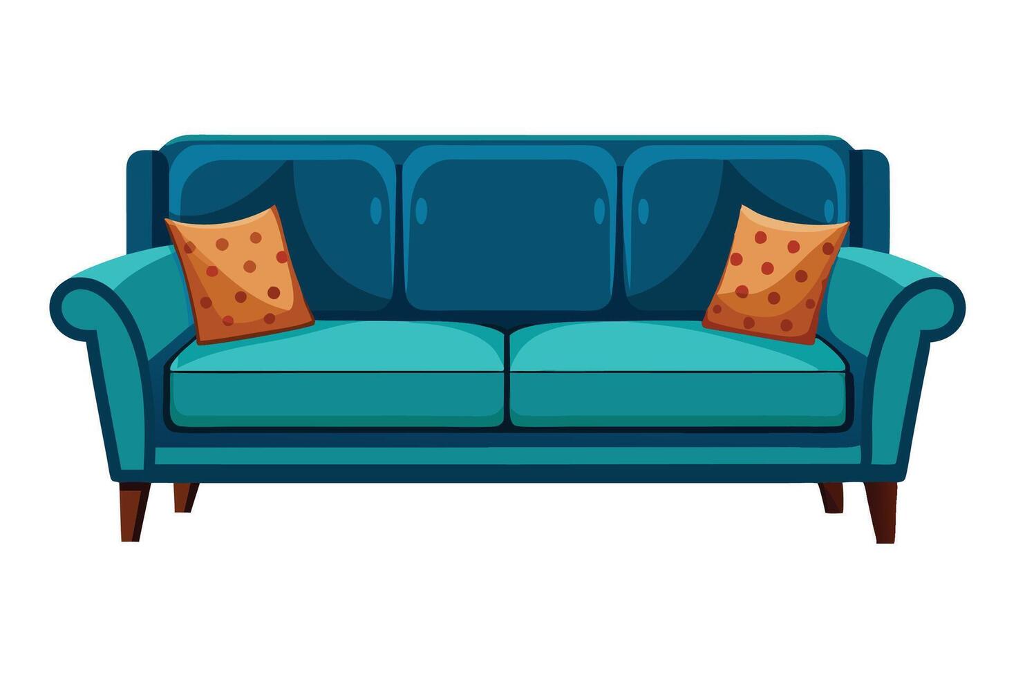A blue couch with two pillows on it vector