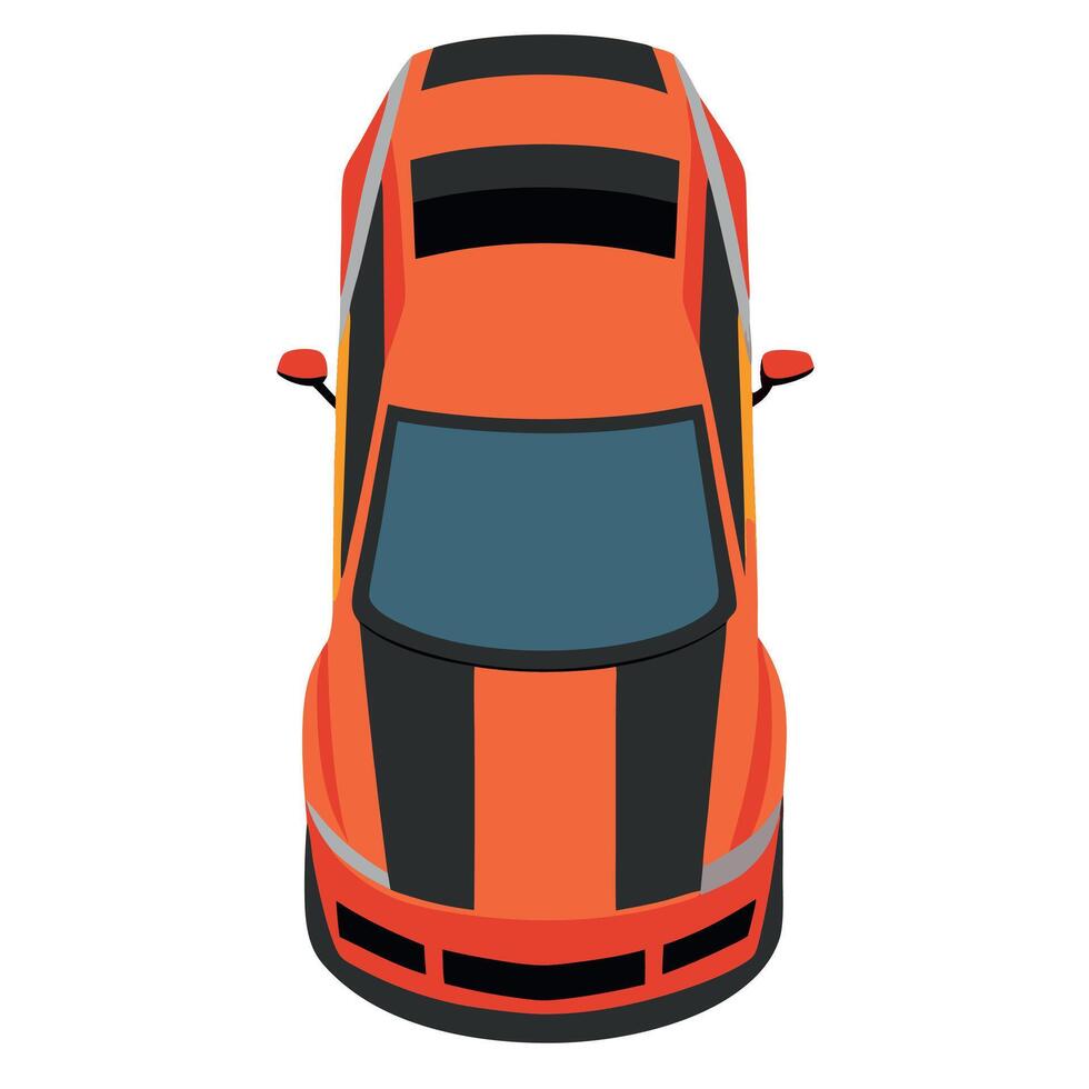 An orange sports car is shown from above vector